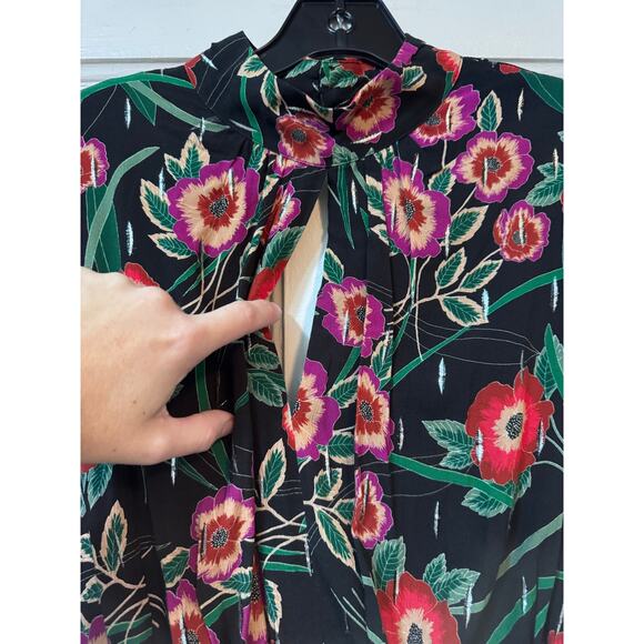 NWT Misa Los Angeles Black Floral Open Back Long Sleeve Maxi Dress Size S - Picture 9 of 16